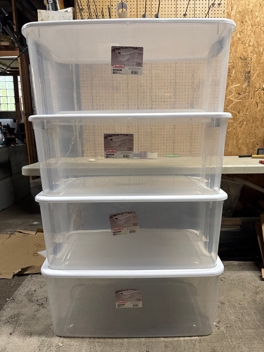 Sterilite 116 Quart Clear Stackable Latching Storage Box Containers, 1 Pack - open_box