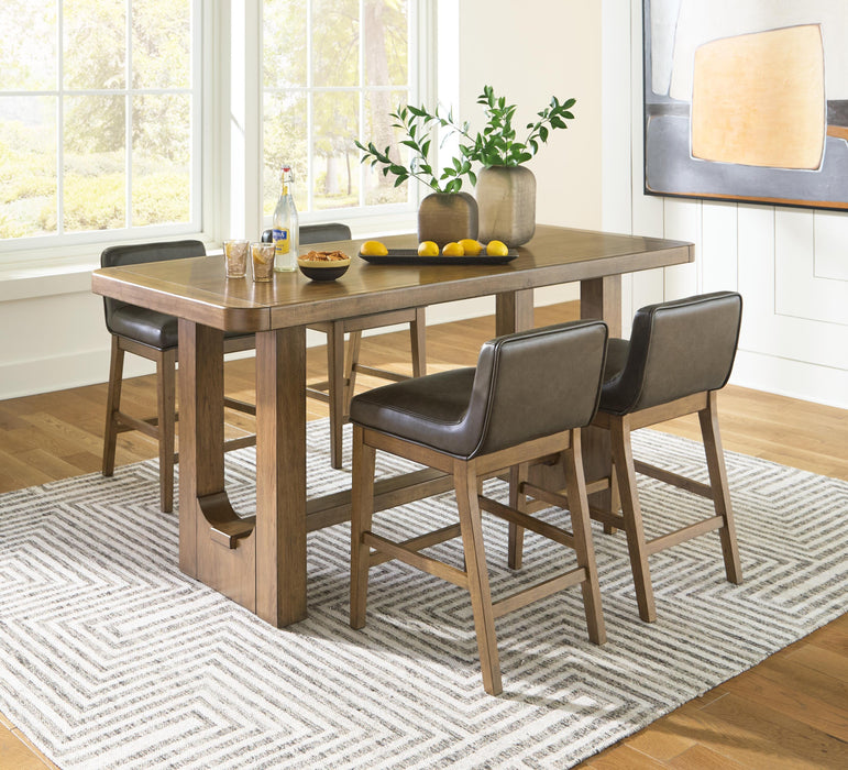 Cabalynn Light Brown Cabalynn Counter Height Dining Table and 4 Barstools
