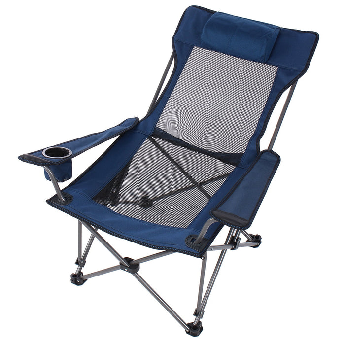 Camping Lounge Chair Portable Reclining Camping Chair Folding Camping Chair with Footrest,Headrest & Storage Bag,Mesh Recliner with Backpack, 300lbs Weight Capacity - display_model