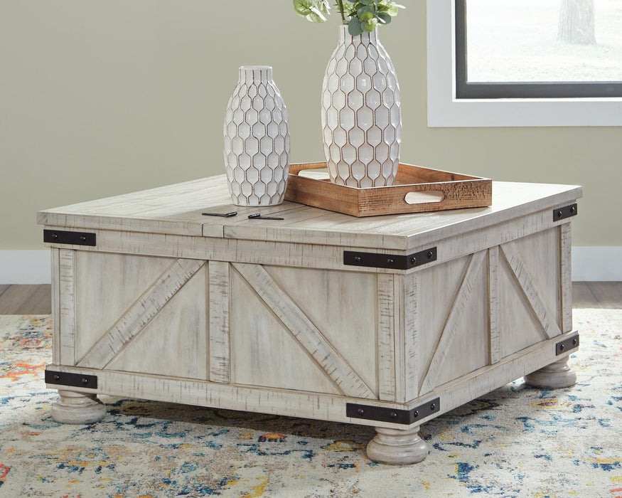 Carynhurst Whitewash Cocktail Table with Storage