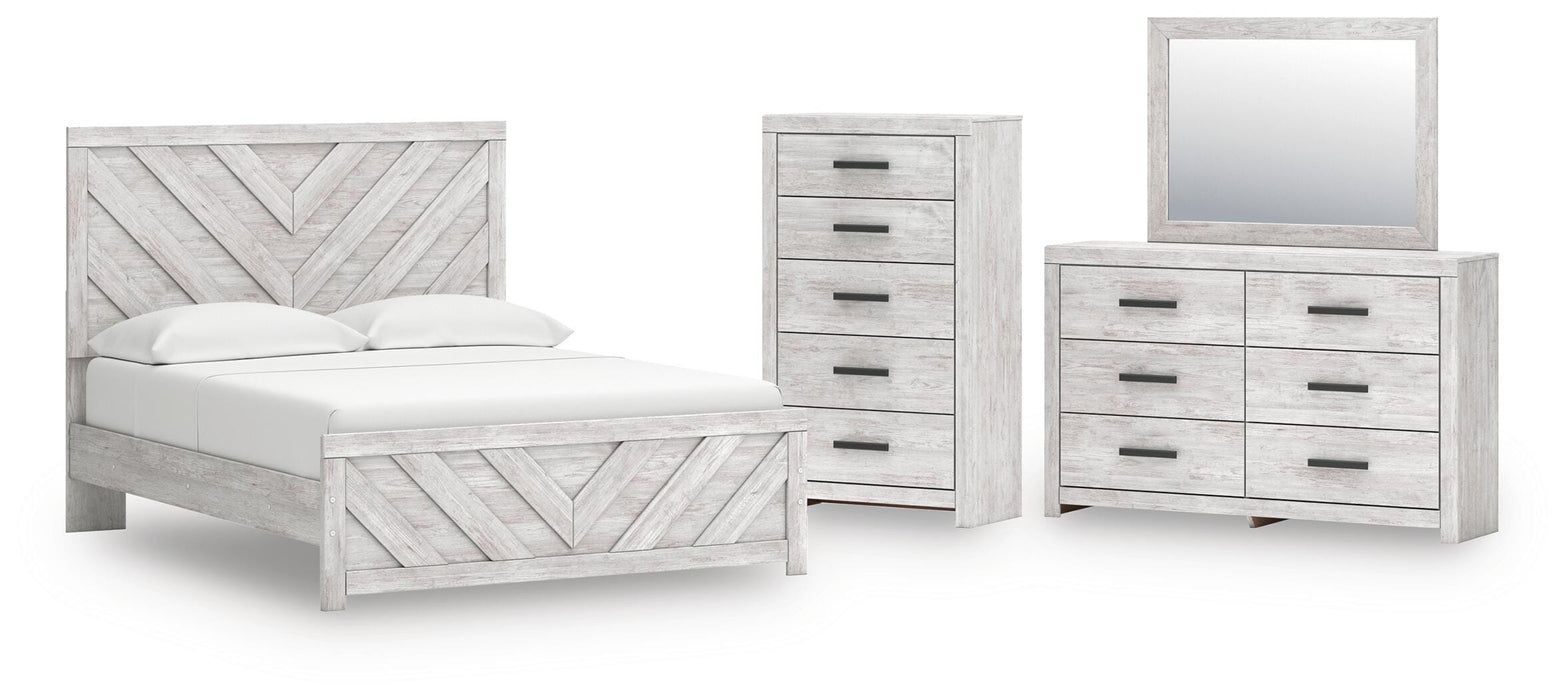 Cayboni Whitewash Cayboni Queen Panel Bed, Dresser, Mirror and Chest
