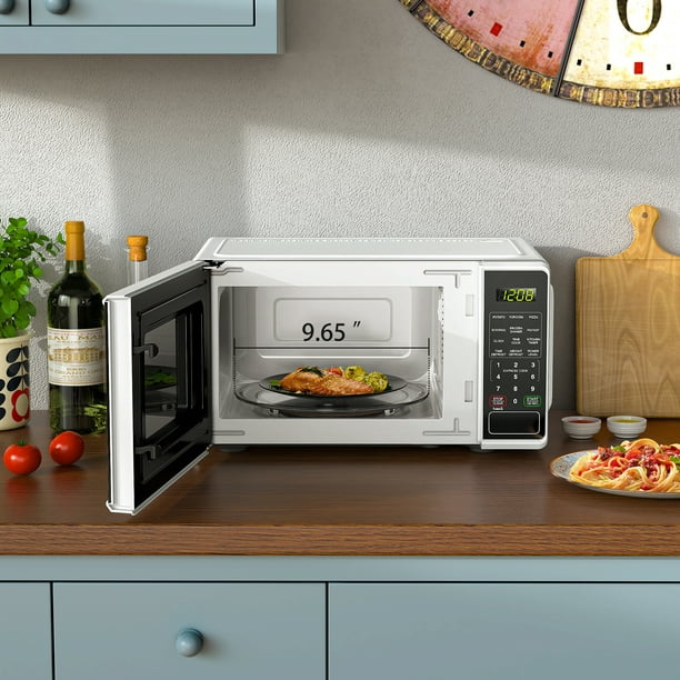 Mainstays 0.7 Cu ft Countertop Microwave Oven, 700 Watts, White, New - open_box