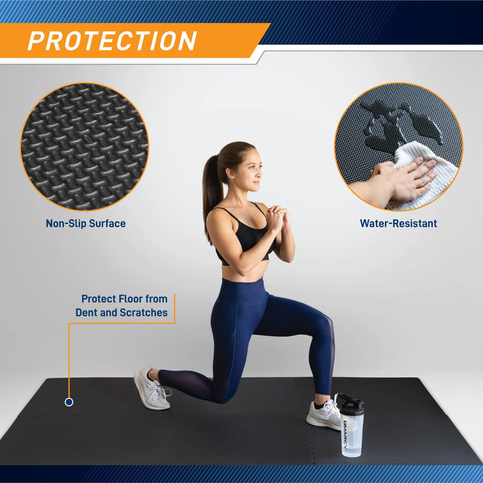 Marcy Interlocking Waterproof Flooring Mat for Exercise Equipment & Accessories MAT-20,Black - new