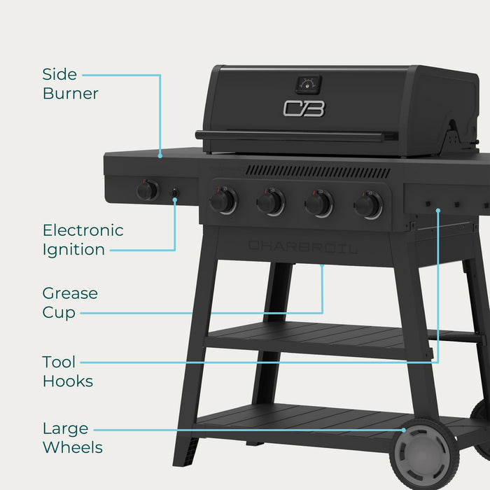 Charbroil Performance Series FlavorMax 4-Burner Gas Grill with Side Burner - open_box