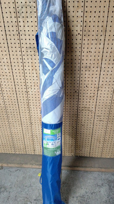 Mainstays 6 ft Blue and White Stripe Beach Umbrella, Sun Protection - open_box