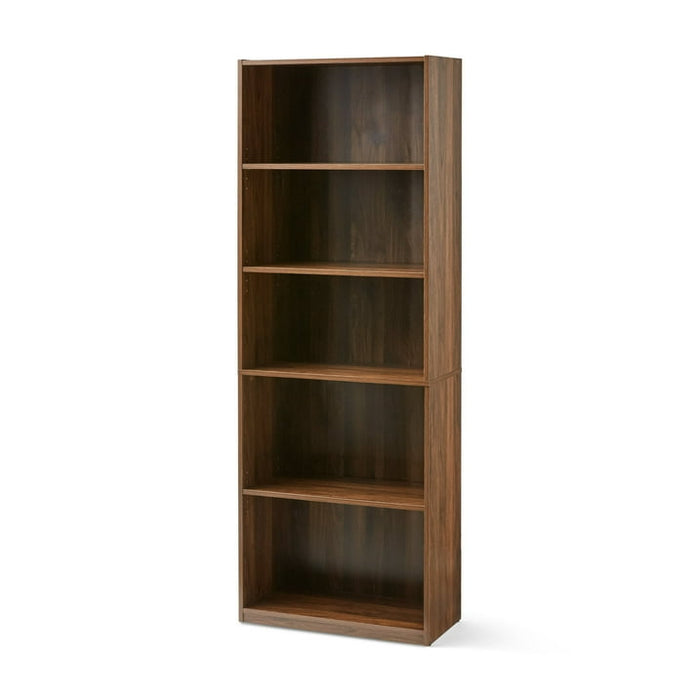 Mainstays 5-Shelf Bookcase with Adjustable Shelves, Canyon Walnut - new