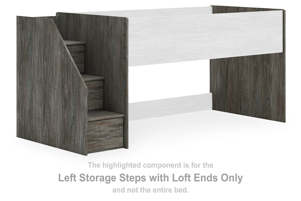 Frandern Gray Left Storage Steps w/Loft Ends