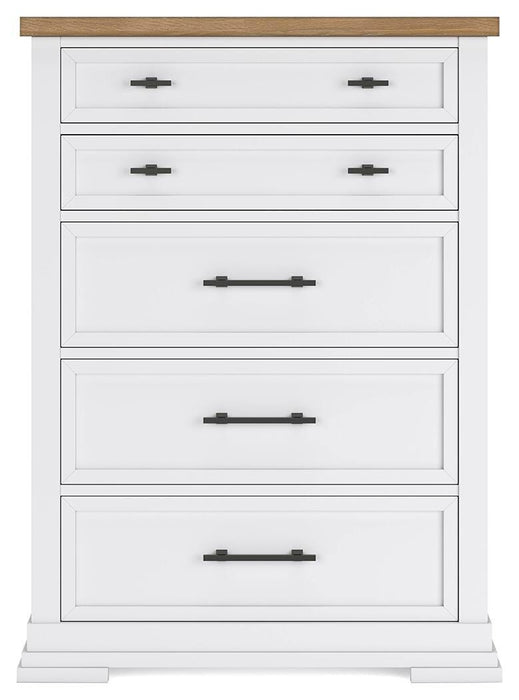 Ashbryn White/Natural Five Drawer Chest