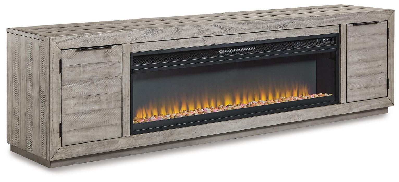 Naydell Gray Naydell 92" TV Stand with Electric Fireplace