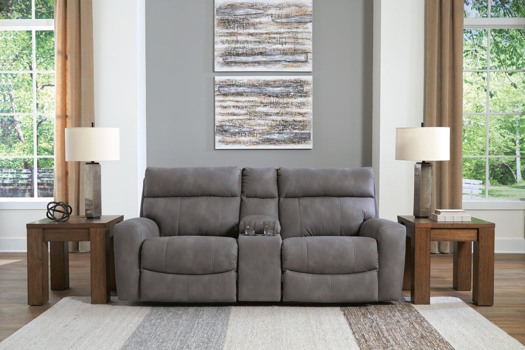 Next-Gen Durapella Slate Next-Gen Durapella 3-Piece Power Reclining Sectional Loveseat with Console