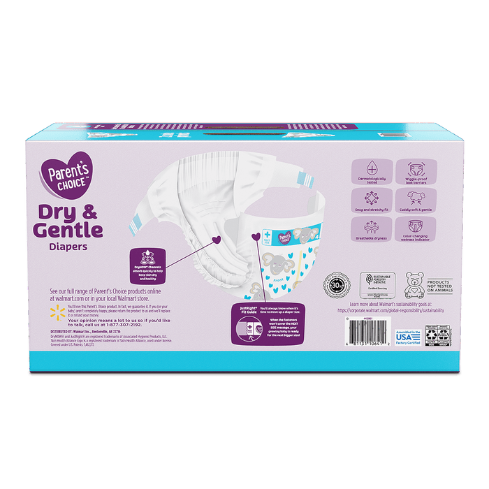 Parent's Choice Dry & Gentle Diapers (Choose Your Size & Count) - new