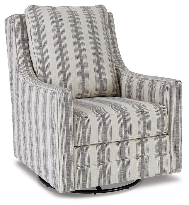 Kambria Ivory/Black Swivel Glider Accent Chair