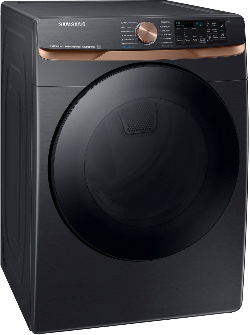 Samsung - 7.5 Cu. Ft. Stackable Smart Electric Dryer with Steam and Sensor Dry - Brushed Black - display_model