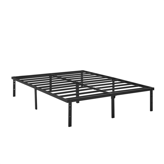Mainstays Queen 14" Heavy Duty Steel Slat Platform Bed Frame with Storage Space Under Frame, No Box Spring Required, Black - new