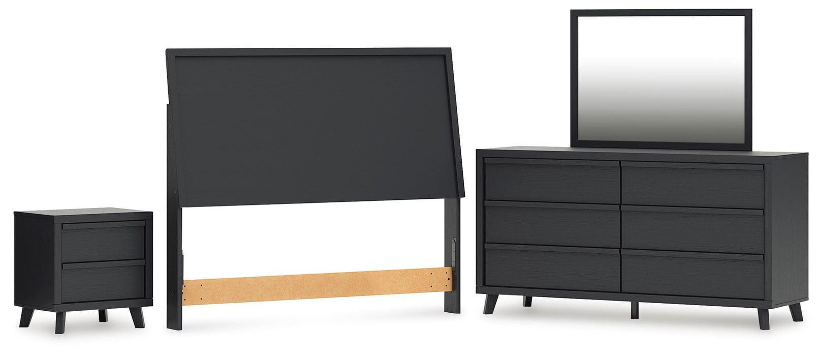 Danziar Black Danziar Queen Panel Headboard, Dresser, Mirror and Nightstand