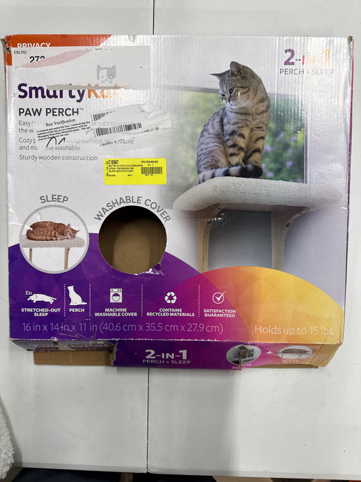 SmartyKat Paw Perch Padded Perch for Indoor Cats & Kittens Up to 15 Pounds, Easy Install, All Lifestages, Machine Washable Sherpa Cover, Cream - new