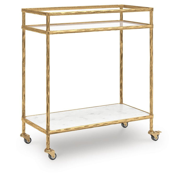 Plattfield Antique Gold Finish Bar Cart