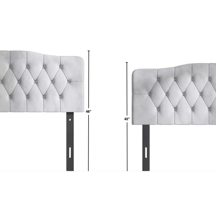 ChaletPosh Twin Size Upholstered Headboard Silver Grey Velvet - new