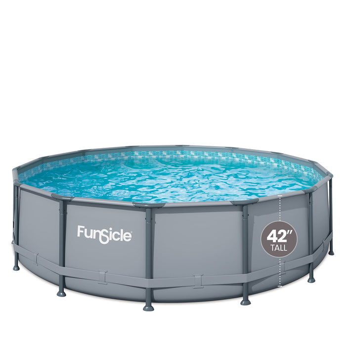 Funsicle 14 ft Oasis Round Above Ground Metal Frame Swimming Pool, Includes SkimmerPlus Pump, Age 6 & up - new