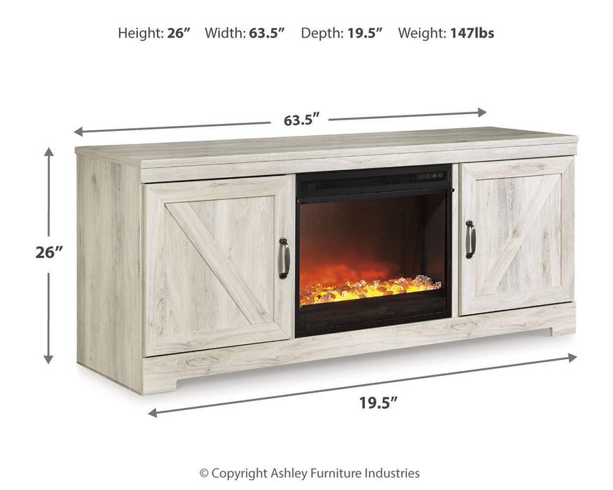Bellaby Whitewash Bellaby 63" TV Stand with Fireplace