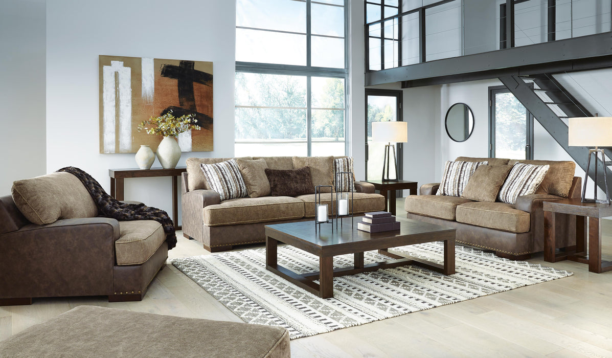 Alesbury Chocolate Alesbury Sofa, Loveseat, Chair and Ottoman