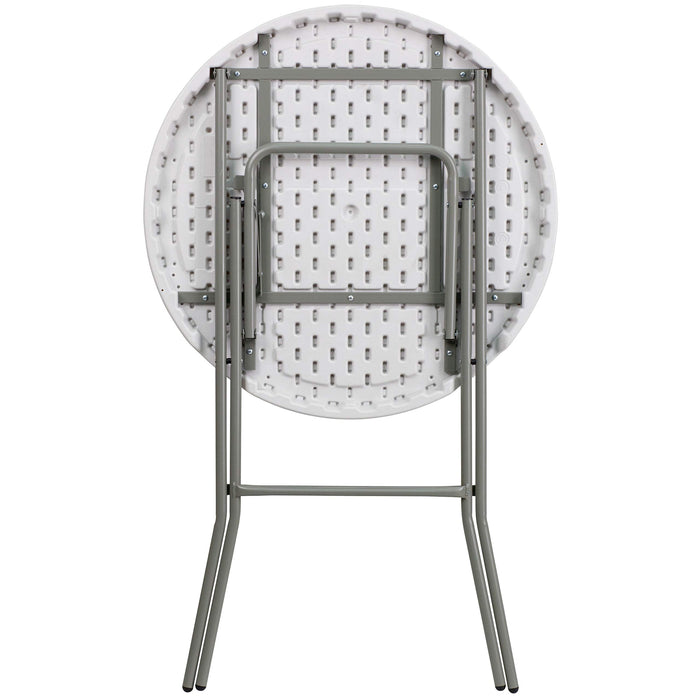 Flash Furniture Elon 2.6-Foot Round Granite White Plastic Bar Height Folding Table, Set of 1 - open_box