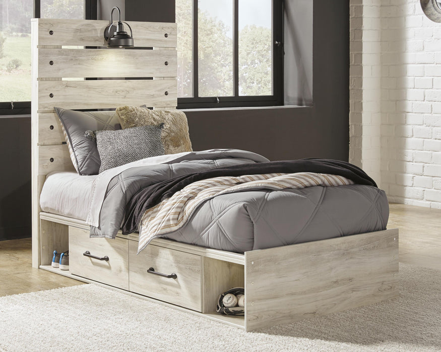 Cambeck Whitewash Cambeck Twin Panel Bed with 2 Storage Drawers