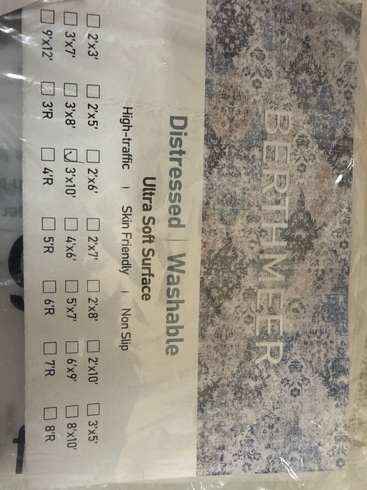 BERTHMEER 3'x10' Washable Abstract Runner Rugs for Hallway Kitchen Entryway Non-slip, Beige - new