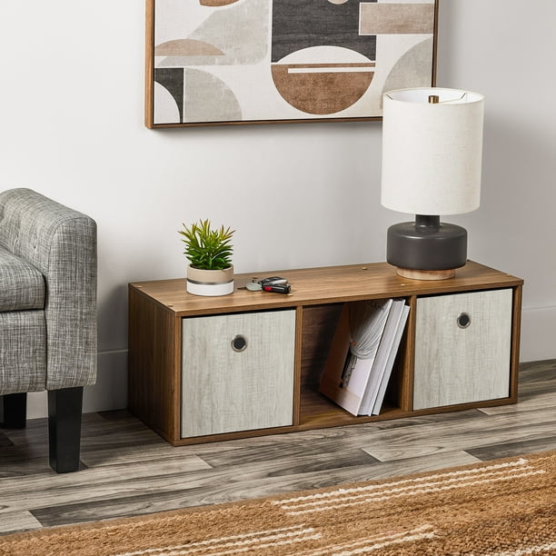 Mainstays 3 Cube Storage Organizer, Warm Walnut - new