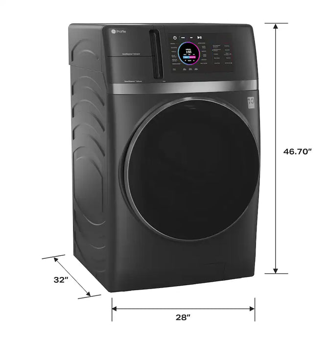 GE Profile - UltraFast 4.8 Cu. Ft. High-Efficiency Smart Front Load Washer and Electric Dryer Combo with Ventless Heat Pump - Carbon Graphite - new