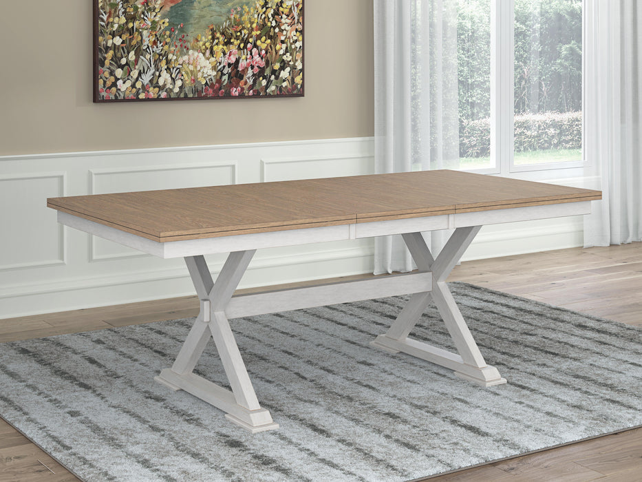 Westlinport Antique White/Natural RECT DRM Butterfly EXT Table