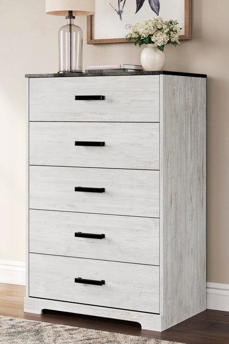 Shawburn Whitewash/Charcoal Gray Five Drawer Chest