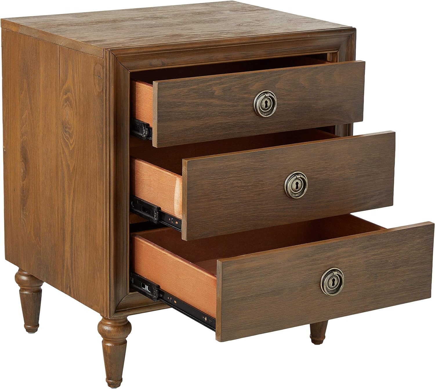 Acme Inverness Wood Nightstand with 3 Drawers in Reclaimed Oak - open_box