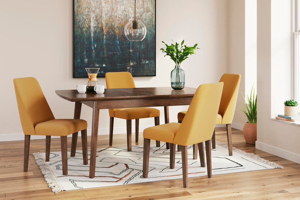 Lyncott Mustard/Brown Lyncott Dining Table and 4 Chairs