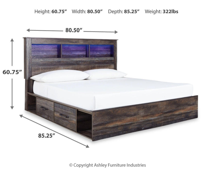 Drystan Multi Drystan King Bookcase Bed with 4 Storage Drawers