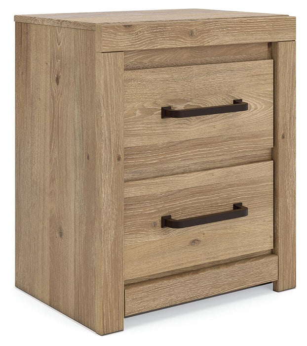 Brozmont Tan Two Drawer Night Stand