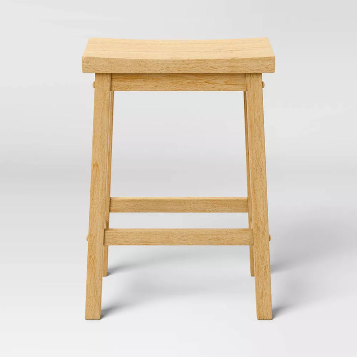 Set of 2 24" Solid Wood Backless Saddle Counter Height Barstools Natural - Room Essentials™