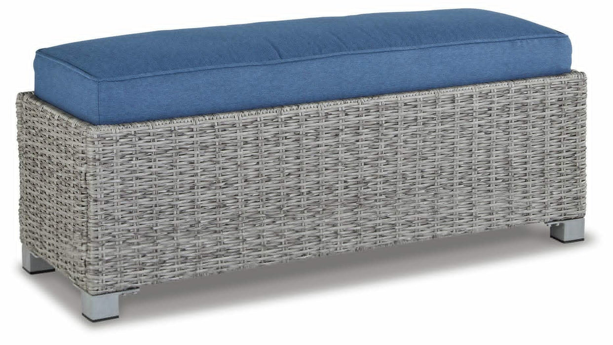 Naples Beach Light Gray Bench with Cushion