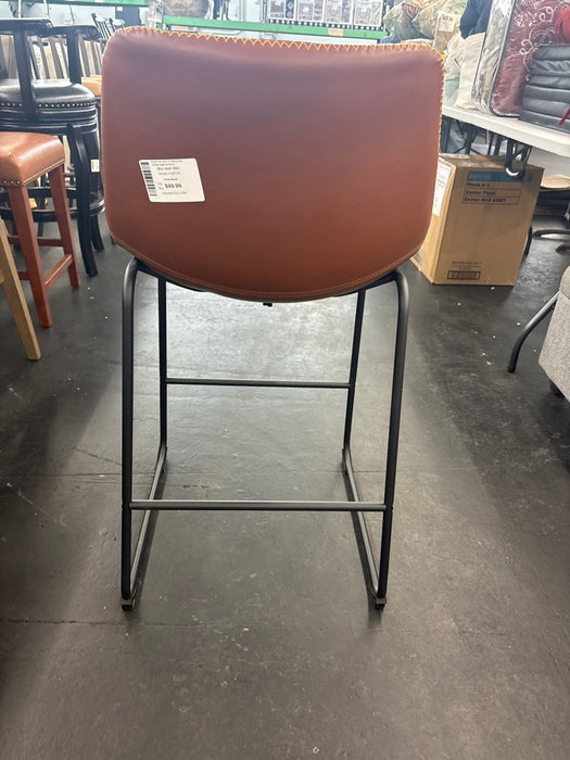 (Set of 2) Sweetcrispy Counter Height Bar Stools , Modern Counter Stool Faux Leather Barstools with Back, 26 inch Seat Height Island Stools Countertop Comfortable Brown Bar Chairs with Metal Legs - new