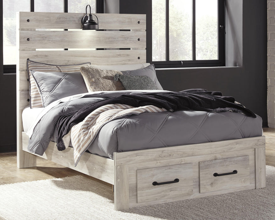 Cambeck Whitewash Cambeck Full Panel Bed with 2 Storage Drawers