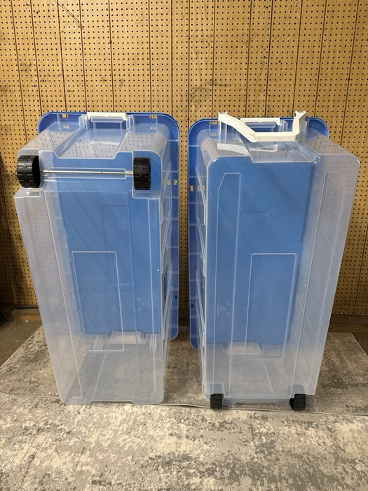 1 Pc only HART 200 Quart Latching Rolling Plastic Storage Bin Container,  ( One side cracked ) - open_box