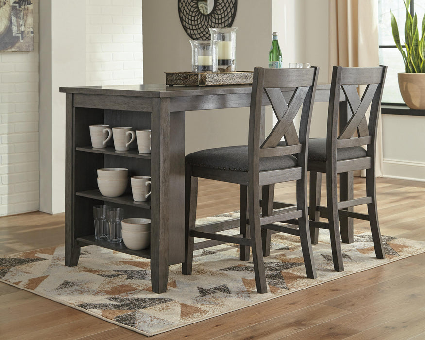 Caitbrook Gray Caitbrook Counter Height Dining Table and 2 Barstools