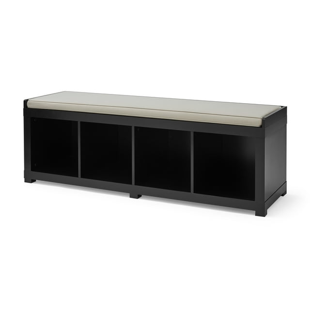 Better Homes & Gardens 4-Cube Shoe Storage 58.39" Bench, Black - open_box