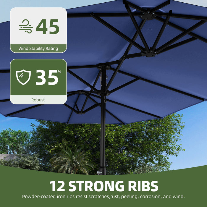 Uforic 15ft Double-Sided Patio Umbrella, Large Outdoor Portable Shade Market Table Umbrella,12 Sturd - new