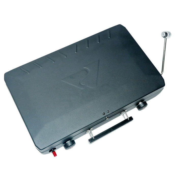 Ozark Trail 2 Burner Black Propane 2-in-1 Portable Camp Stove and Grill, Model GCT2220WB, New - new