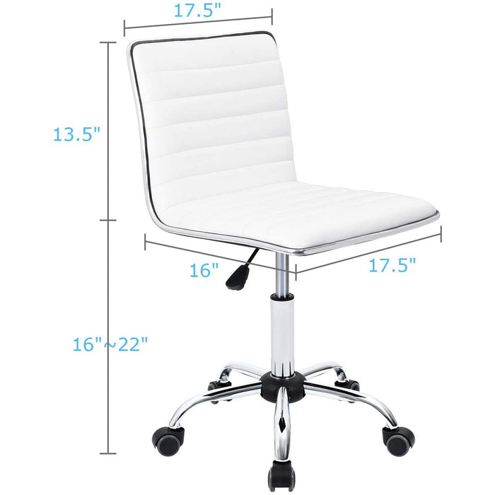 Homall Mid Back Task Chair,Low Back Leather Swivel Office Chair,Computer Desk Chair Retro with Armless Ribbed (White) - new