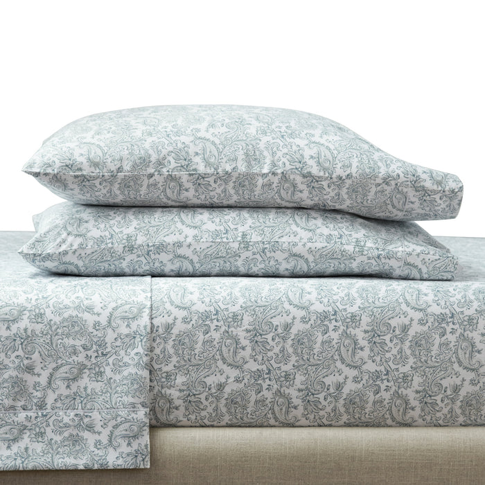Better Homes & Gardens 4-Piece 400 Thread Count Paisley Green River Performance HYGROCOTTON® Sheet Set, Queen - open_box