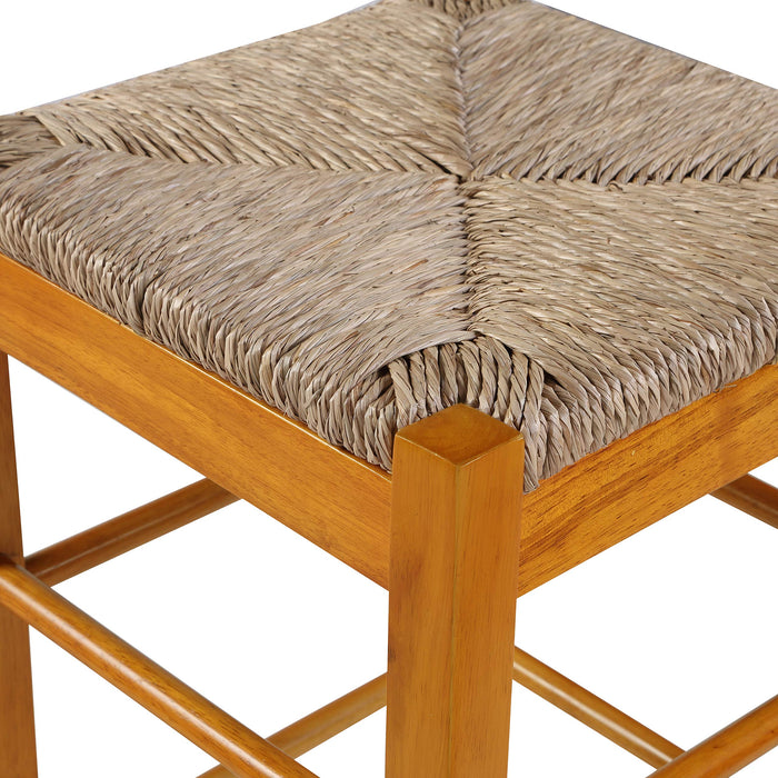 Boraam Square Rush Seat Bar Height Stool, 29-Inch, Brown - new
