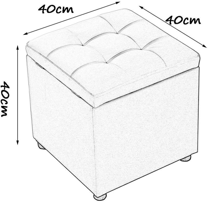 Footstool Ottoman Footstool Storage Stool Foot Stools Leather Ottoman Storage Toy Box Bench Seat - 40 X 40 X 40cm (Color : White) - new