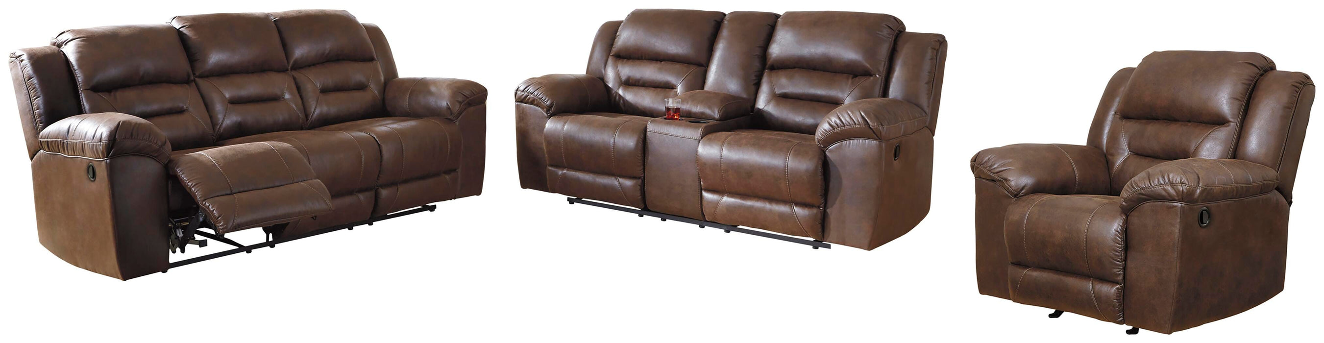 Stoneland Chocolate Stoneland Sofa, Loveseat and Recliner